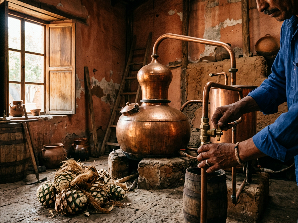 Illustrative copper distillation equipment